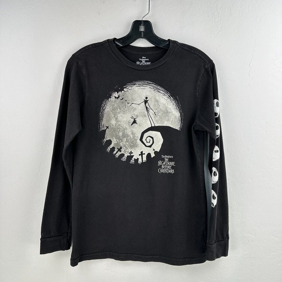 Disney Tee Kids XL Black Tim Burtons The Nightmare Before‎ Christmas Long Sleeve - Picture 1 of 7